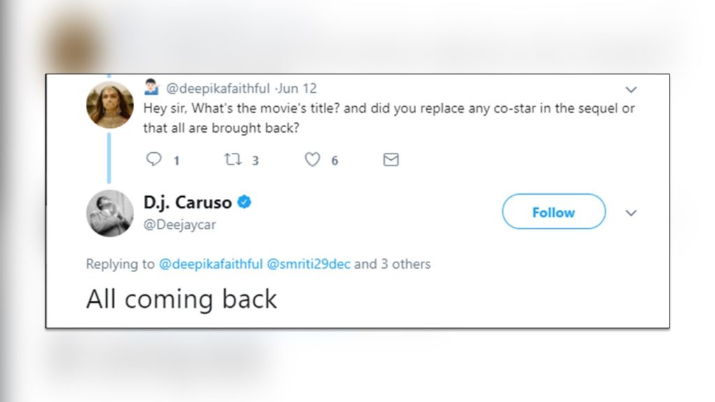 XXX Return of Xander Cage Sequel, DEEPIKA PADUKONE, Vin Diesel